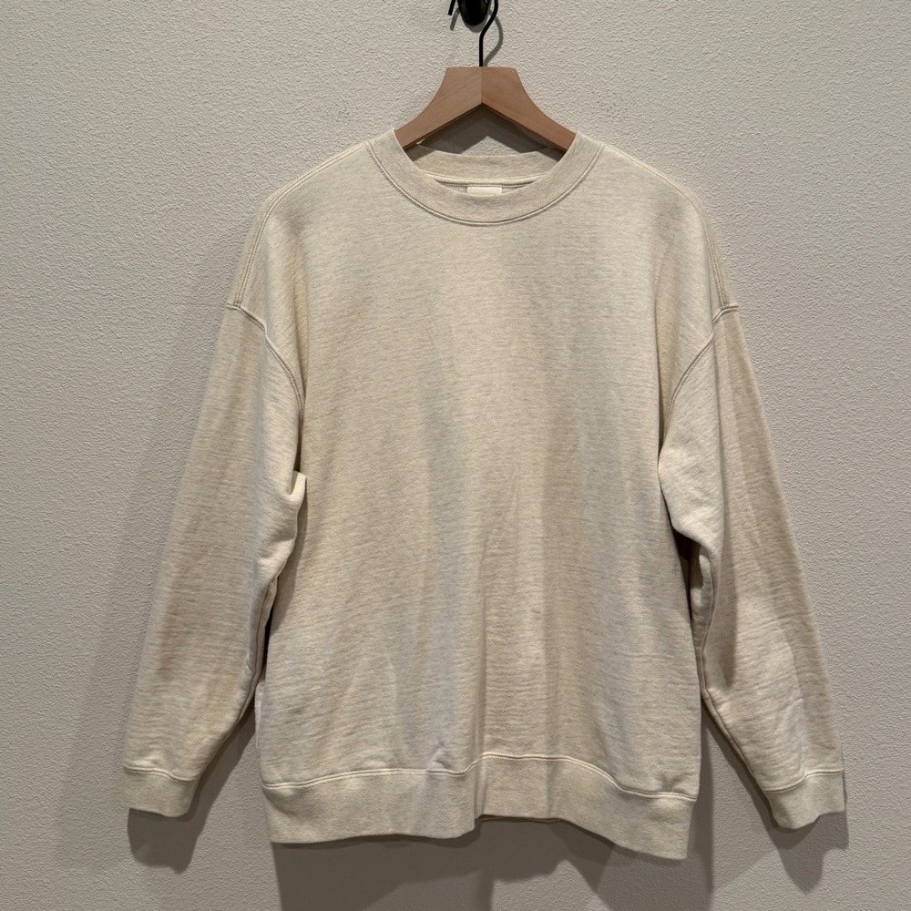 SNOW PEAK Mens Sweatshirt Medium Cream Gorpcore Minimalist Outdoor Pullover